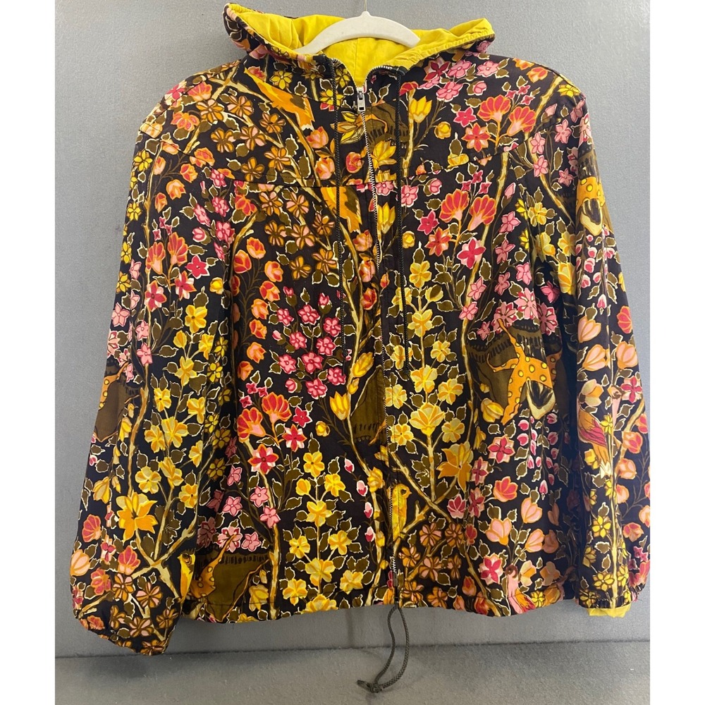 Vintage Loomtogs Women's Med Floral Animal Print Hooded Jacket Cotton Maximalist